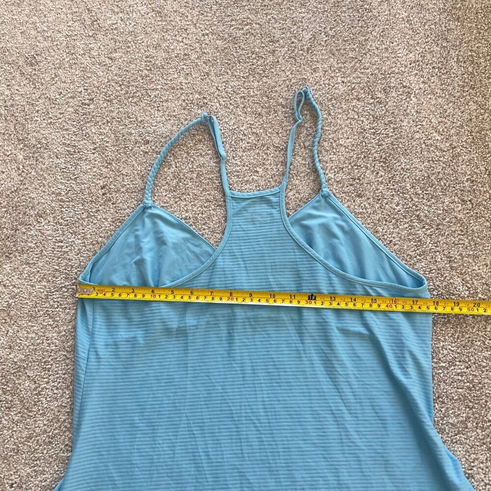 Aqua Light Blue Babydoll Halter Striped Sheer Mini Dress XL - Picture 7 of 8